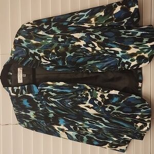 Kasper Green & Blue Marbled Open Front Blazer, size 12
